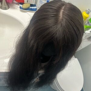 Luxury Fake Scalp Silk Top 5x5 Closure Human Hair Wig Natural Color 24In 150Den